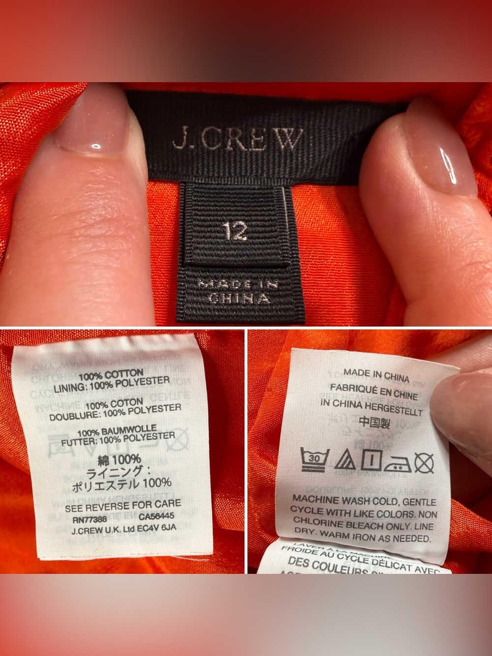 J.Crew Orange Eyelet Puff Sleeve A-Line Dress Size 12 Resort Palm Beach - Picture 6 of 13